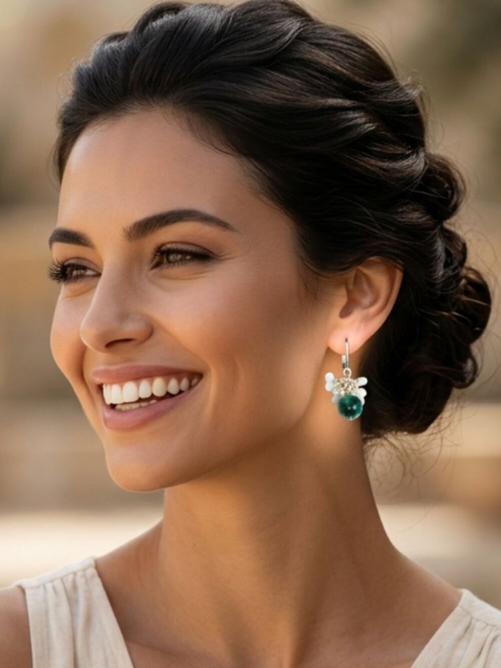 FINAL PRICE: Chrysacola & Amazonite Grape-style Earrings, Sterling Silver